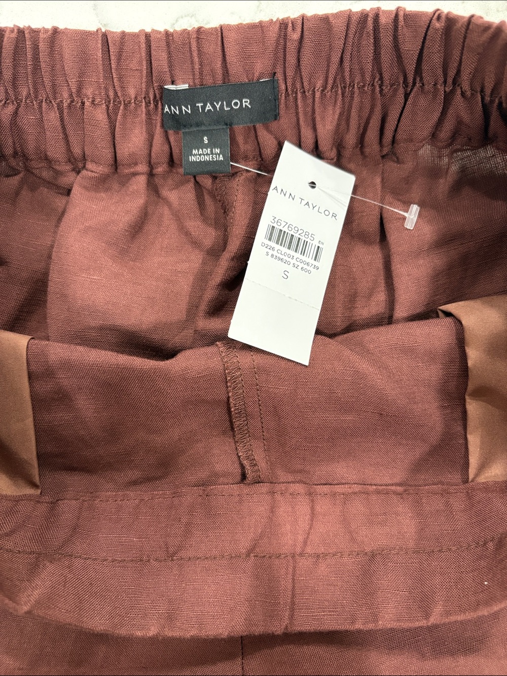 Ann Taylor Wide-Leg Pull On Linen Blend Pants in Dark Brown Size Small - Picture 10 of 10